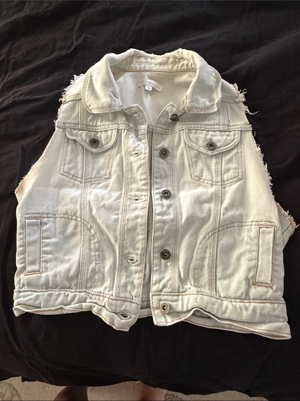 Vintage Millau Light Blue Sleeveless Denim Jacket Vestl